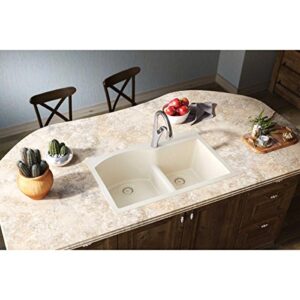 Elkay Quartz Luxe ELXH3322RPA0 Parchment Offset 60/40 Double Bowl Top Mount Sink with Aqua Divide