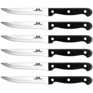 g.a homefavor 6-piece steak knife set serrated stainless steel sharp blade flatware steak knives