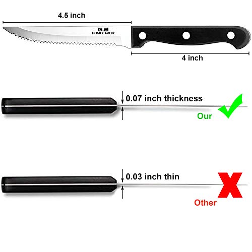 G.a HOMEFAVOR 6-piece Steak Knife Set Serrated Stainless Steel Sharp Blade Flatware Steak Knives