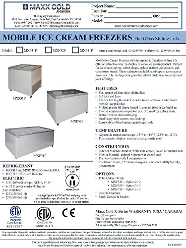 Maxx Cold MXF71F Sliding Glass Top Mobile Ice Cream Display Freezer Equipped with 5 Baskets, White