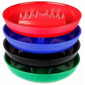 ash tray for cigarettes & cigar [4 pack] round plastic melamine tabletop ashtrays, assorted colors - for indoor/outdoor, patio, restaurant style by escest