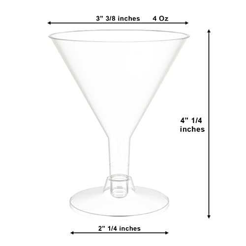 Plastic Martini Glasses - 30 Pack 5 Oz. - Crystal Clear Disposable Martini Glasses With Stem - Cocktail Glasses - Ideal For Weddings, Birthdays, And Parties - Perfect For Appetizers And Desserts