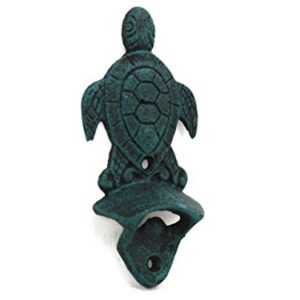 Hampton Nautical Seaworn Blue Cast Iron Wall Mounted Sea Turtle 6" Bottle Opener