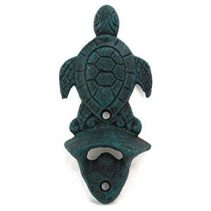 Hampton Nautical Seaworn Blue Cast Iron Wall Mounted Sea Turtle 6" Bottle Opener