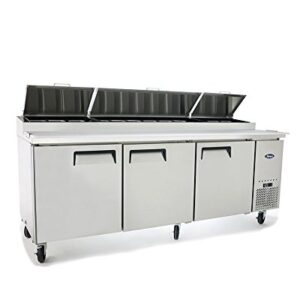 Atosa MPF8203 93" Pizza Prep Table Three Door Refrigerator 2 Year PARTS + LABOR / 5 Year Compressor WARRANTY