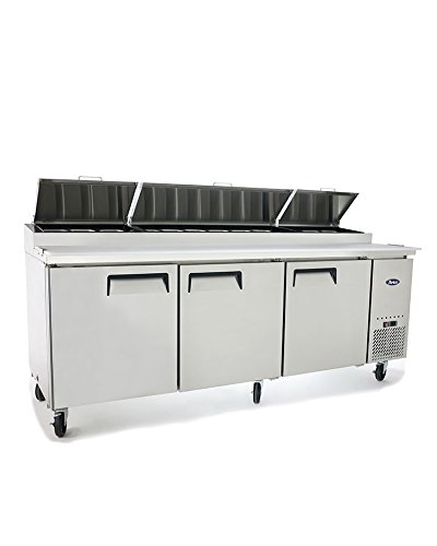 Atosa MPF8203 93" Pizza Prep Table Three Door Refrigerator 2 Year PARTS + LABOR / 5 Year Compressor WARRANTY