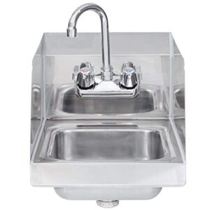commercial stainless steel wall-mount hand sink with side splash - nsf