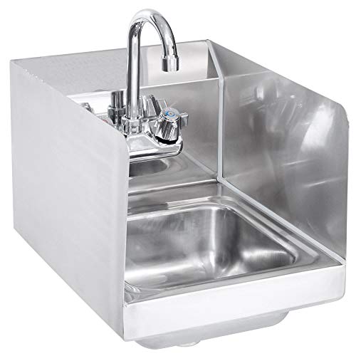 Commercial Stainless Steel Wall-Mount Hand Sink with Side Splash - NSF