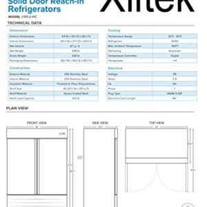 Xiltek New 54" Commercial Reach-In All Stainless Steel Full Refrigerator Cooler 47 cu. Ft.