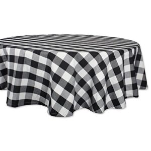 dii buffalo check collection, classic farmhouse tablecloth, tablecloth, 70" round, black & white