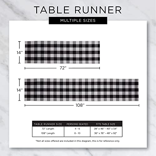 DII Buffalo Check Collection, Classic Farmhouse Table Runner, 14x72, Black & White