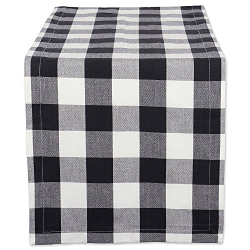 DII Buffalo Check Collection, Classic Farmhouse Table Runner, 14x72, Black & White