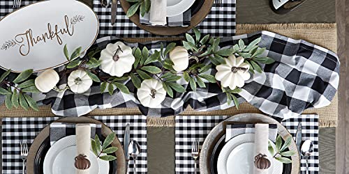 DII Buffalo Check Collection, Classic Farmhouse Table Runner, 14x72, Black & White