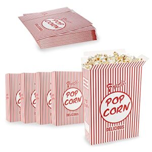 mt products popcorn boxes for party - 2.8 oz. (pack of 50) - #4 popcorn buckets with close top - great for movie theater, circuses, and stadium
