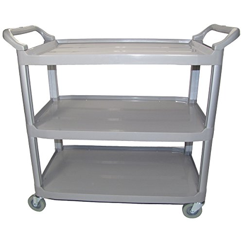 Crayata Utility Cart, Serving and Kitchen Food Service Cart, 3 Tier Heavy Duty Plastic Beverage and Coffee Transport Cart for Restaurants, 400 Pound Capacity, Gray