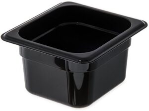 carlisle foodservice products 3068403 plastic food pan, 1/6 size, 4 inches deep, black (pack of 6)