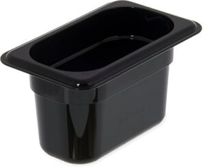 carlisle foodservice products 3068703 plastic food pan, 1/9 size, 4 inches deep, black (pack of 6)