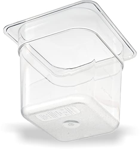 Carlisle FoodService Products Plastic Food Pan 1/6 Size 6 Inches Deep Clear (Pack of 6)