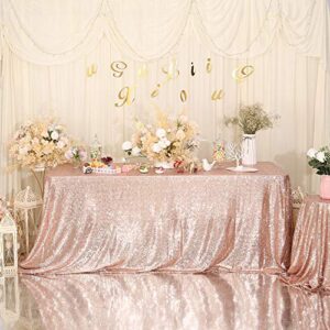 Poise3EHome 50×72'' Rectangle Sequin Tablecloth Party Cake Dessert Table Exhibition Events, Rose Gold