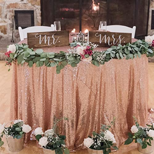 Poise3EHome 50×72'' Rectangle Sequin Tablecloth Party Cake Dessert Table Exhibition Events, Rose Gold