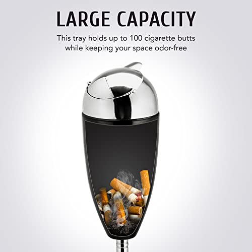 CO-Z Adjustable Ashtray, Smokeless Odorless Indoor Outdoor Floor Standing Ash Tray with Lid for Home Patio Cigarettes Ash Butt Disposal, Windproof Balcony Ashtray in 20", 27.5", 35" Heights, Black