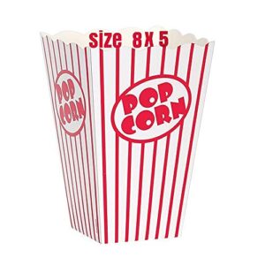 paper popcorn boxes large open top popcorn box cardboard red and white popcorn boxes popcorn bucket for movie theater popcorn boxes for party carnival, circus, (large popcorn boxes for party,50 pack)