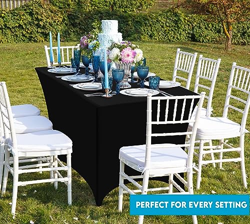 Utopia Kitchen Spandex Tablecloth 1 Pack [6FT, Black] Tight, Fitted, Washable and Wrinkle Resistant Stretch Rectangular Patio Table Cover for Event, Wedding, Banquet & Parties [72Lx30Wx30H Inch]