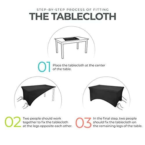Utopia Kitchen Spandex Tablecloth 1 Pack [6FT, Black] Tight, Fitted, Washable and Wrinkle Resistant Stretch Rectangular Patio Table Cover for Event, Wedding, Banquet & Parties [72Lx30Wx30H Inch]