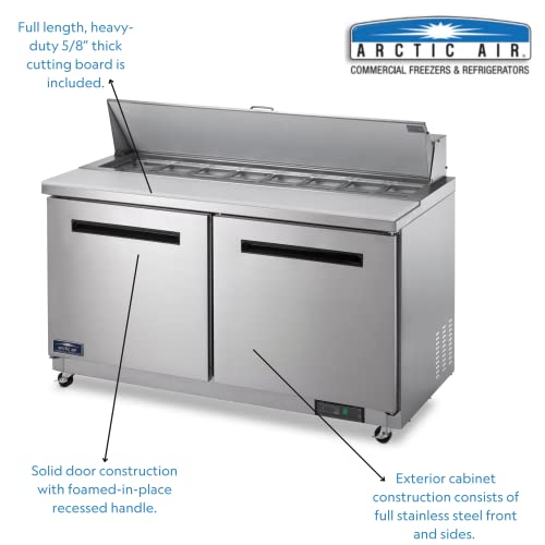 Arctic Air AST60R 61-1/4" Two Door Refrigerated Sandwich/Salad Prep Table With Refrigerated Base, 15.5 Cubic Feet, 115v
