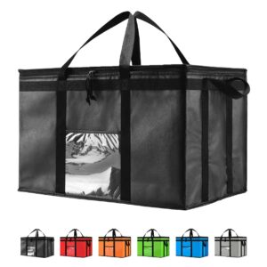 nz home 3xl insulated cooler bag for food delivery & grocery shopping with zippered top, black (1 pack)