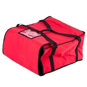 choice 20" x 20" x 12" red nylon insulated pizza delivery bag - holds up to (6) 16" or (5) 18" pizza boxes