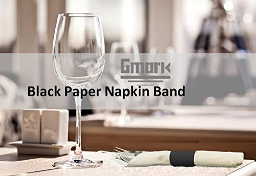 Gmark Paper Napkin Band Box of 500 (Black), Paper Napkin Rings self Adhesive GM1049A