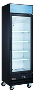 xiltek new single door upright retail merchandiser display freezer with triple paned glass door; 13 cubic ft.
