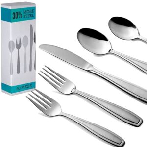radley & stowe 20-piece silverware set, service for 4, durable stainless steel flatware, dishwasher safe cutlery with matte finish handle