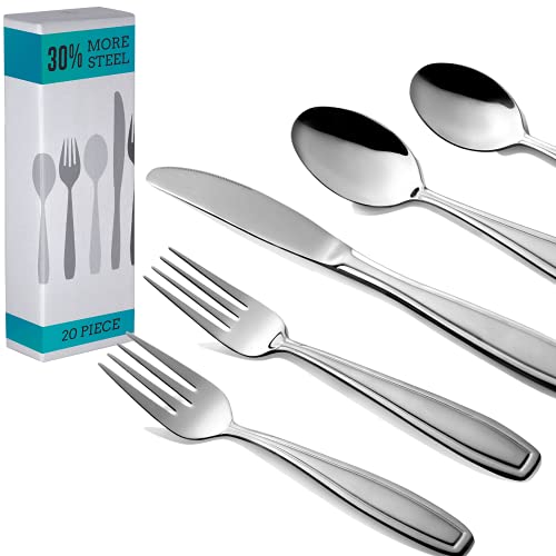 Radley & Stowe 20-Piece Silverware Set, Service for 4, Durable Stainless Steel Flatware, Dishwasher Safe Cutlery with Matte Finish Handle