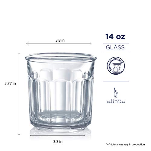 Luminarc Working Glass 14 Ounce DOF, Set of 4, 4 Count (Pack of 1), Clear