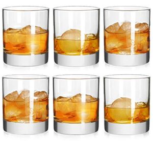 rock style old fashioned whiskey glasses 11 ounce, short glasses for camping/party,set of 6
