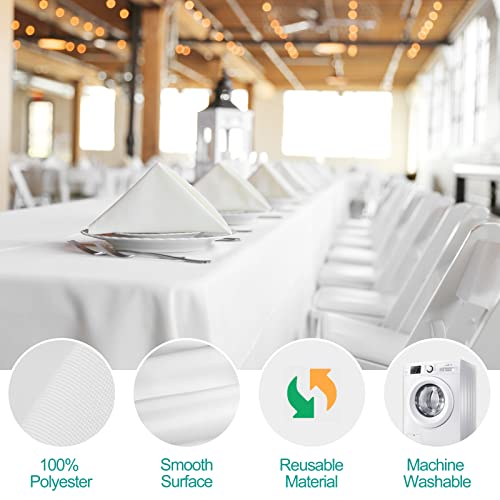 EMART 6 Pack Rectangle Tablecloth, 60 x 102 inch White 100% Polyester Banquet Wedding Party Picnic Rectangular Table Cloths