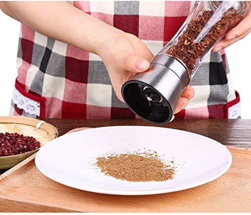 BlueSnail Stainless Steel Manual Grips Glass Salt Pepper Grinder Seasoning Bottle (7.5", Silver)