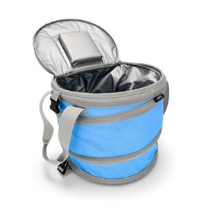 camco pop-up cooler | lightweight, waterproof and insulated pops open for use and collapses flat for storage | ideal for the beach, pool, camping, tailgating and travel | blue (51995)