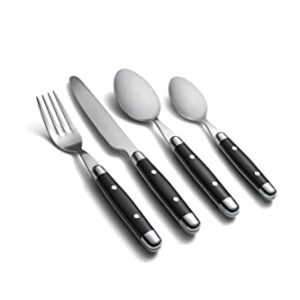 Cambridge Silversmiths 16 Piece Jubilee Flatware Set, Black, First Apartment, Back To College