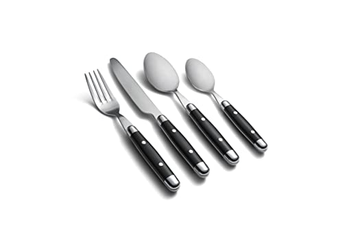 Cambridge Silversmiths 16 Piece Jubilee Flatware Set, Black, First Apartment, Back To College