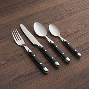 Cambridge Silversmiths 16 Piece Jubilee Flatware Set, Black, First Apartment, Back To College