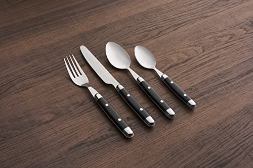 Cambridge Silversmiths 16 Piece Jubilee Flatware Set, Black, First Apartment, Back To College