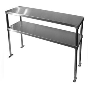 Stainless Steel Adjustable Double Overshelf for Work Table 12 x 48 - Top Mount