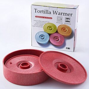 Tortilla Warmer - Tortilla Server -Pancake Keeper -One Large & One Small Combination - Food Container - Perfect for Keeping Tortillas, Pancakes, Waffles Warm -Microwave Save (Red)