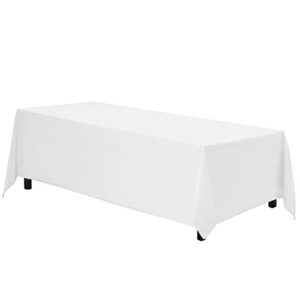 gee di moda rectangle tablecloth - 70 x 120 inch | white rectangular table cloth in washable polyester | great for buffet table, parties, holiday dinner, wedding & baby shower