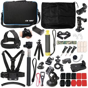 50 in 1 basic common action camera outdoor sports accessories kit for gopro hero 12/11/10/9/8/7/6/fusion/5/session/4/3/dji/hero+ sj4000/5000/6000/xiaomi yi/akaso/apeman/dbpower/sony sports dv and more