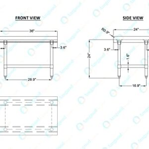 AmGood Stainless Steel Equipment Stand - Heavy Duty, Commercial Grade, with Undershelf, NSF Certified (24" Width x 36" Length)