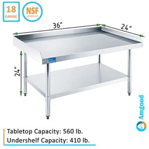 AmGood Stainless Steel Equipment Stand - Heavy Duty, Commercial Grade, with Undershelf, NSF Certified (24" Width x 36" Length)